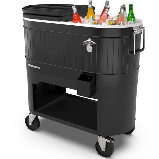 Permasteel 120-Qt Rolling Patio Drink Cooler Cart with Wheels
