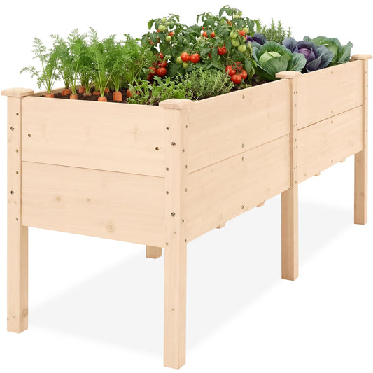 Best Choice Products 72"x24" Elevated Wood Raised Garden Bed – 16" Deep
