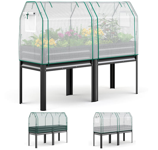 King Bird Raised Garden Bed with Cover & Netting | 72×23×55 in