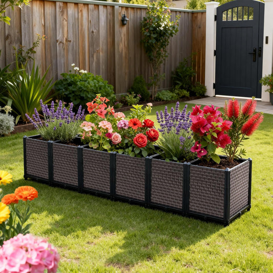 TooCust Self-Watering Elevated Planter Box with Legs | 94.4"L Brown