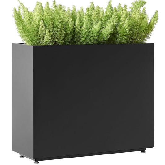 Foresland 30" Tall Black Metal Planter with Middle Shelf | 36"W
