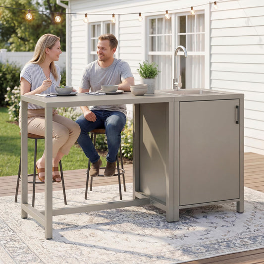 Wisteria Lane Outdoor Kitchen Island with Sink & Storage | Aluminum