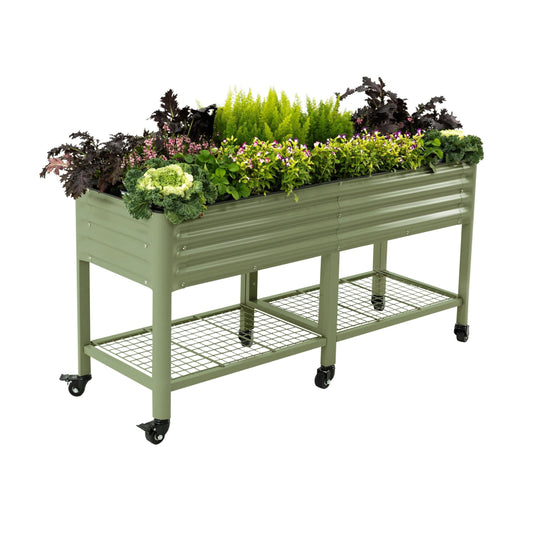 Vego Garden Rolling Raised Garden Bed 2x6 ft | Olive Green