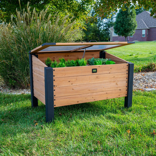 Backyard Discovery Aggie Cedar Cold Frame Mini Greenhouse – 4' x 2'